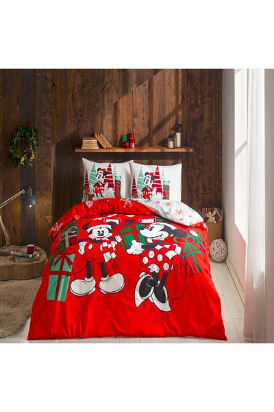Taç Disney Minnie&mickey Christmas Cotton Double Duvet Cover Set
