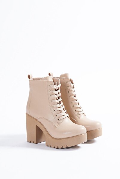 salto ayakkabı Traktör Taban Nude Cilt Bot