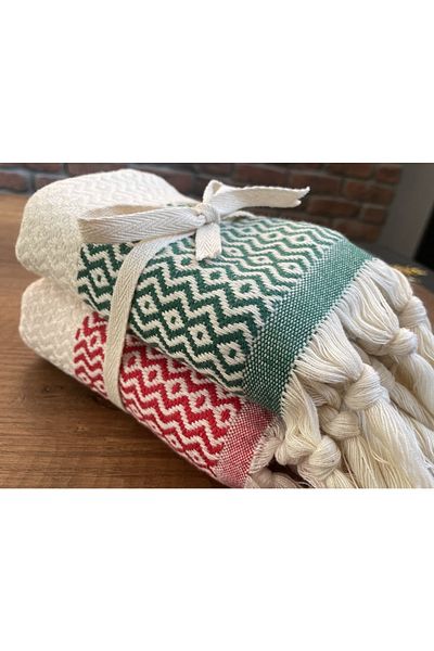 CottonTherapy Gift Set of 2 40x90 Cm Diamond Peshkir in New Year's Colors