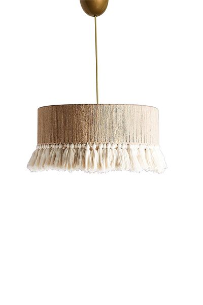 EvLight Jute Tasseled Wicker Pendant Chandelier