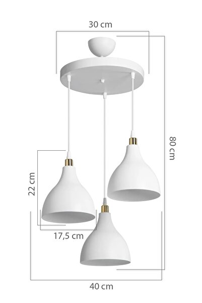 AG LightDesign 3'lü Asma Beyaz Sarkıt Avize Yatak Odası Salon Mutfak Koridor Lamba