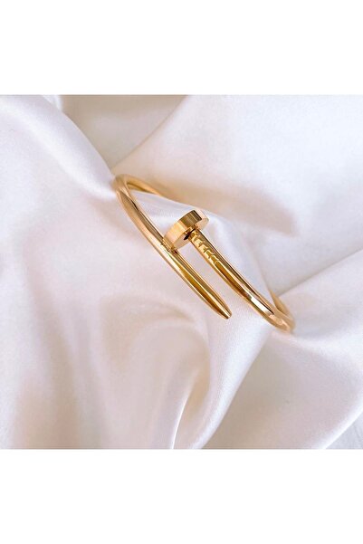 KOLYEM Gülşen Collection Çelik Gold Çivili Bilezik