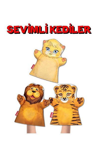 Tox 3 Piece Cute Cats Felt Hand Puppet Set, Educational Toy