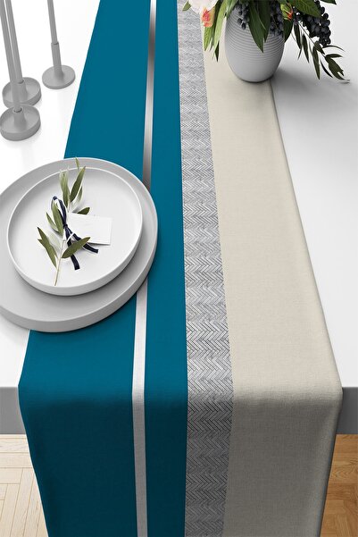 Viva Home Silver Turquoise Woven Stain Resistant Premium Thai Feather Fabric ...