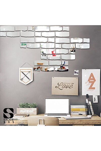 store311 Aynalı Pleksi Tuğla Desenli Duvar Süsü