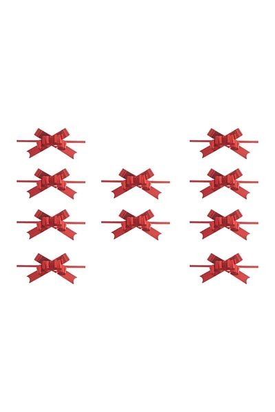 14Süs 10 Pieces Metallic Red Pull Bow Ornament
