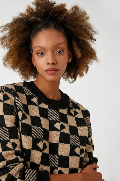 Koton Women's Beige Patterned Sweater 3WAL90269HT