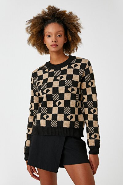 Koton Kadın Bej Desenli Kazak 3WAL90269HT