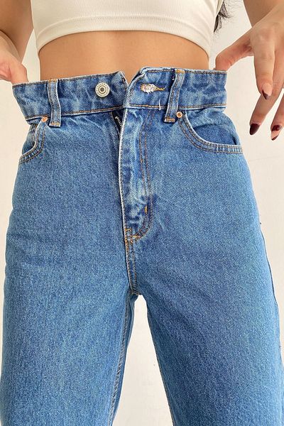 Livik Liyana Power Lycra Women's Blue High Waist Loose Leg Loose Jeans