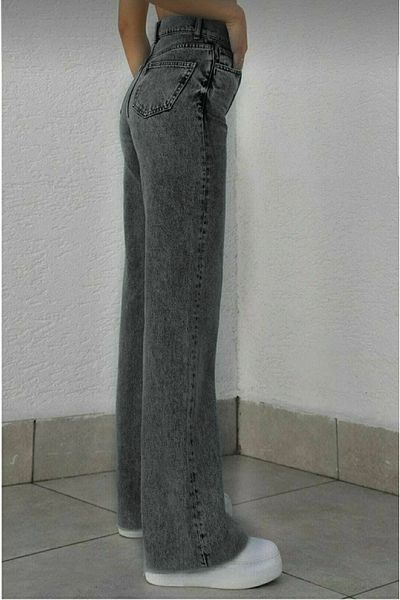 Livik Power Lycra Women's Smoked High Waist Loose Leg Loose Jeans