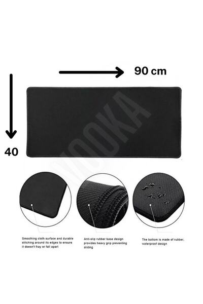 VOOKA Togo Gaming Черна подложка за мишка за геймъри 90*40 Xxl Подложка за мишка за геймъри, неплъзгаща се, водоустойчива, произведена в страната