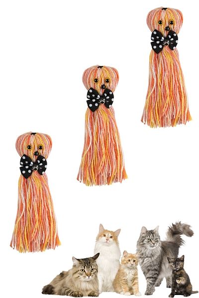 Buffer ® 3 Pieces Octopus Shaped Cute Cat Toy with Bells and String Colorful Tassels