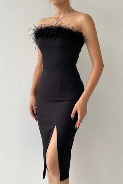 Özel Tasarım Otriş Detaylı Abiye & Mezuniyet Elbisesi Yılbaşı Elbisesi Yırtmaçlı Elbise Atlas Kumaş Elbise