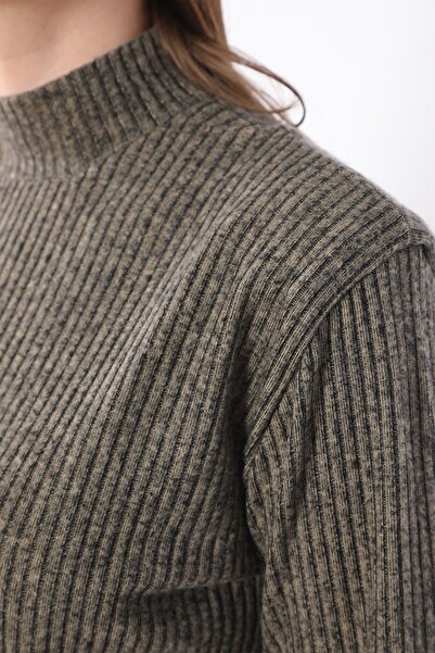 COSMICLINE Γυναικείο φούτερ με μακρυμάνικο μακρυμάνικο φούτερ με μισό ζιβάγκο με επένδυση από χοντρό πλεκτό ύφασμα