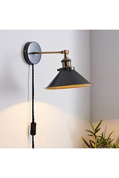 Rsylight شمعدان حائط سلكي أسود ريفي معدني عتيق بقطر: 30 سم