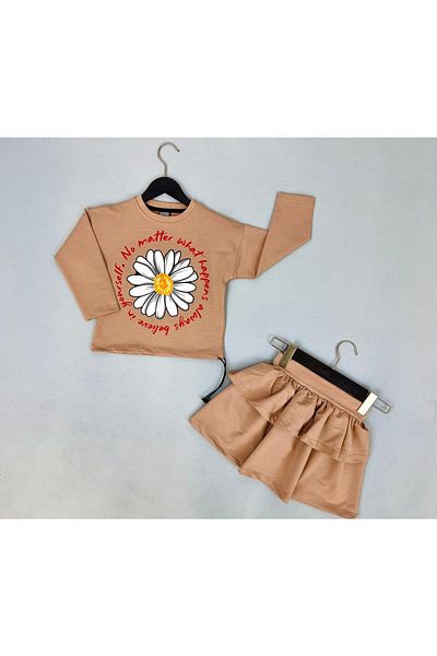 YARENKİDS Κορίτσι Daisy Look Φούστα Ψύλλου Διπλό Φούστα Κοστούμι
