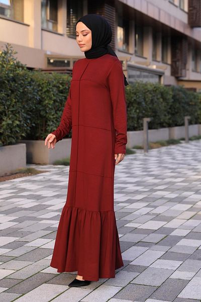 ASİLNUR Burgundy Beryl Dress