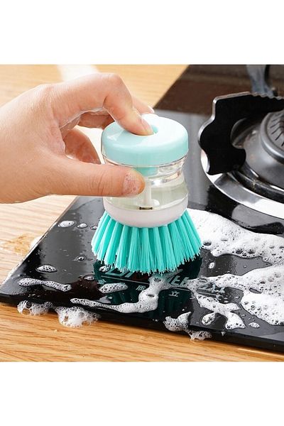 SARFEX Dishwashing Brush with Detergent Tank Mini Practical Dish Sponge with Pump