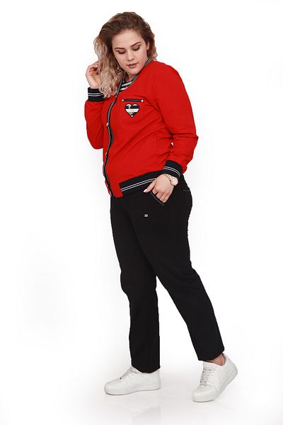 WND SPORT Button Detailed Striped 3-Piece Wnd Women's Plus Size Tracksuit Set