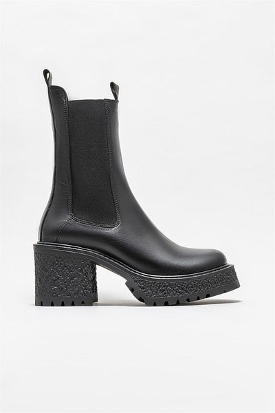 Elle Shoes Women's Daily Black Leather Boots
