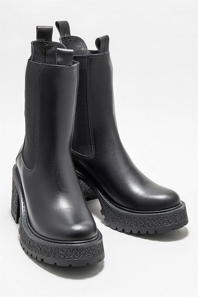 Elle Shoes Women's Daily Black Leather Boots