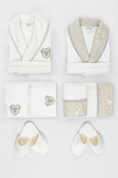 Ecocotton Ayliz %100 Organik Pamuk 10 Parça Aile Bornoz Seti