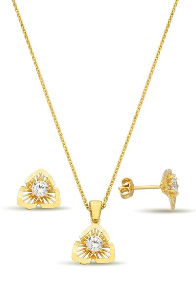 Argentum Concept 18k Altın Kaplamalı Zirkon Taşlı 925 Ayar Gümüş Set - 67018402