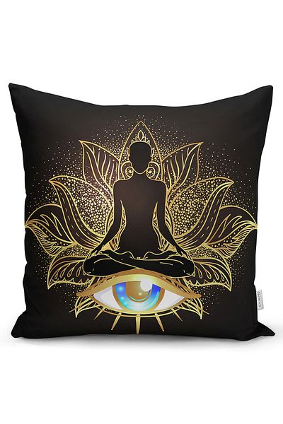 Realhomes Carcasă Raschel imprimată cu design special, cu model pentru yoga și ochi albaștri