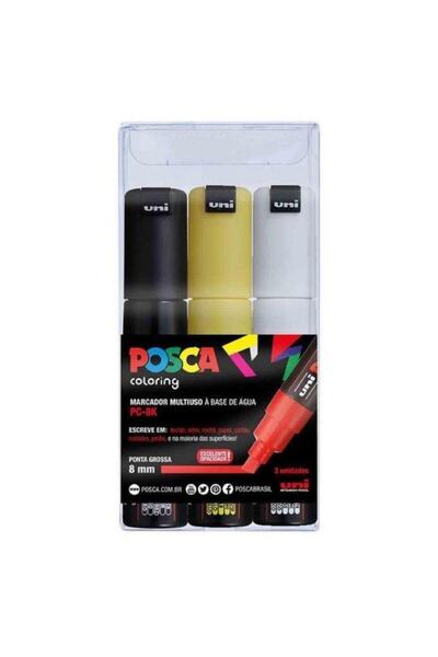 Uni Posca Marker Pen Pc-8k (8mm) Set of 3