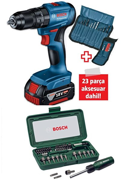 Bosch Gsb 185-li Tek Akülü Kömürsüz Darbeli Matkap Vidalama Şarjlı Matkap + 4...