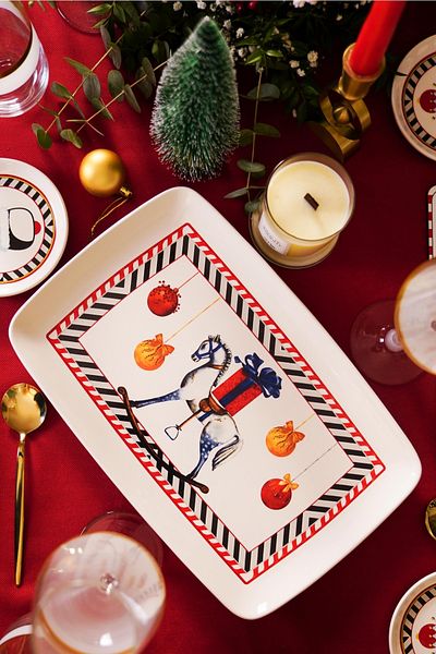 The Mia New Year's Themed Nutcracker Rectangular Serving Plate 34 X 25 cm