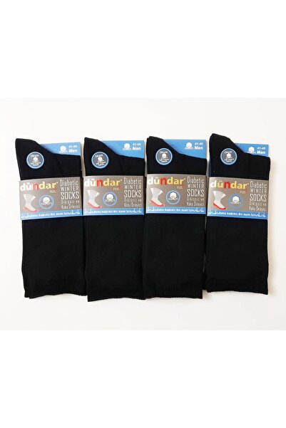 Dündar Havlu Taban Coton Diyabet Çorap 4lü Siyah