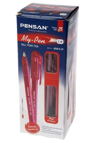 Pensan My-pen Ballpoint Pen 1 Mm 25 Pack - Red