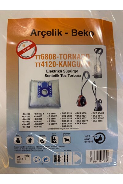 Arçelik Beko Kanguru Tornado Elektrikli Süpürge Sentetik Toz Torbası