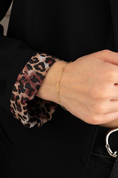 GençTaş Kuyumculuk Beşli Modern Ve Şık Markiz Halkalar 14 Ayar Altın Bileklik