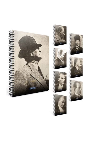 Gıpta Ataturk A4 100 Sheets Lined Hard Cover Spiral Notebook