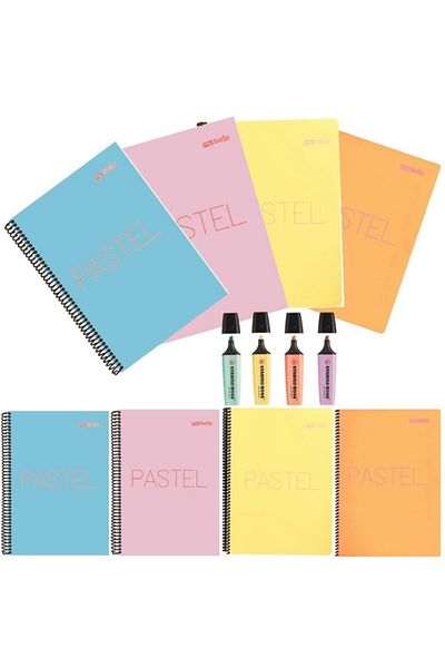 Mynote Σημειωματάριο A4 80yp Pastel και Stabilo Boss Σετ 4 Σημειωματάρια 4 Μολύβια