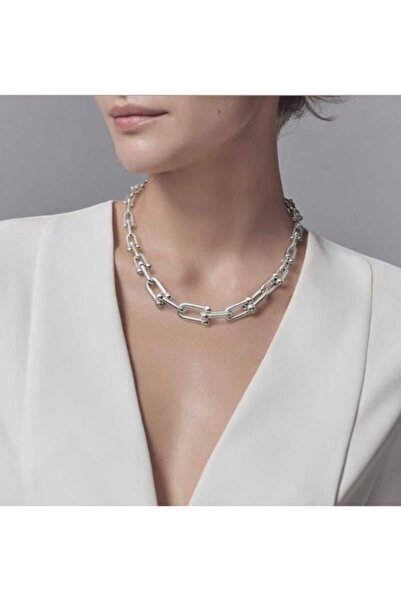 QUEEN AKSESUAR Kadın Gümüş Renk Tiffany Model Zincir Kolye