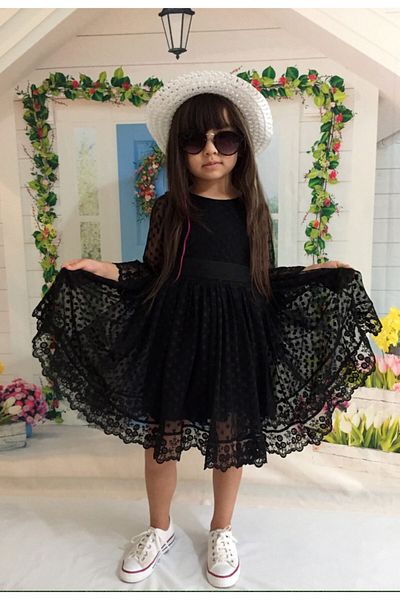 Delfini kids Rochie model prințesă cu pălărie neagră pentru fetiță
