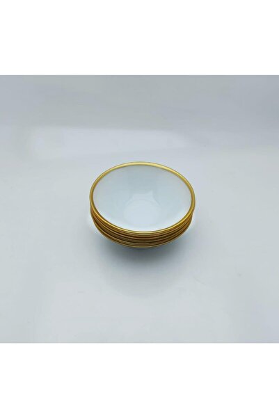 Madame Dower Hediyelik Kase Opak Ağız Yaldızlı Beyaz 14 Cm