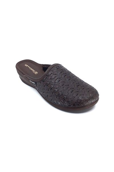 Ceyo Άνετες παντόφλες σπιτιού Unisex με καφέ εμπριμέ μοτίβο Mıla-2