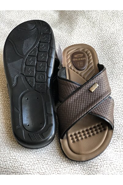 GEZER Men's Comfortable Soft Orthopedic Sole Leather Model House Slippers