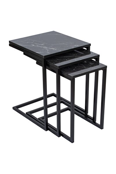 Grande Home Siyah Mermer Still C Zigon Sehpa