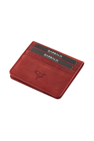 Garbalia Handmade Vintage Leather Red Men's Card Holder Money Portfolio