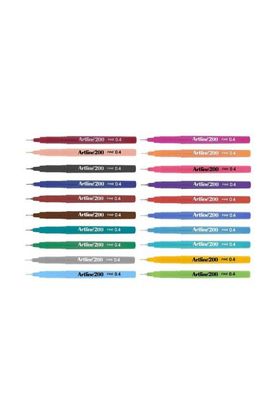 artline 200 Fineliner 0.4 Mm Fine Tip Writing and Drawing Pen 20 Colors Set with Crystal Pen Holder