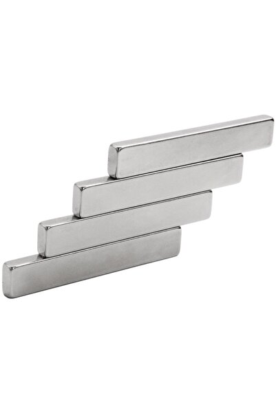 Dünya Magnet 4 Adet Çok Güçlü 50mm X 10mm X 5mm Köşeli Süper Güçlü Neodyum Mıknatıs