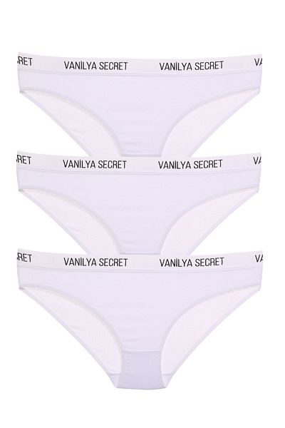 Vanilya Secret Γυναικεία ελαστική ζώνη μέσης Classic Slip Panties 3 Pack Λευκό