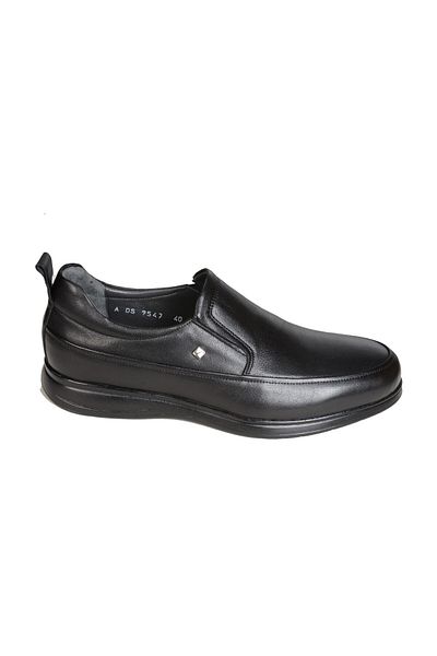 Fosco Men's Black Leather Casual Shoes - 9547