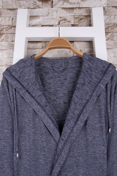 Baveno Navy Blue Melange Hooded Dressing Gown