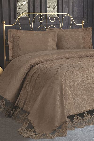 LA PERLE Chenille Vendy Brown Double Bedspread
